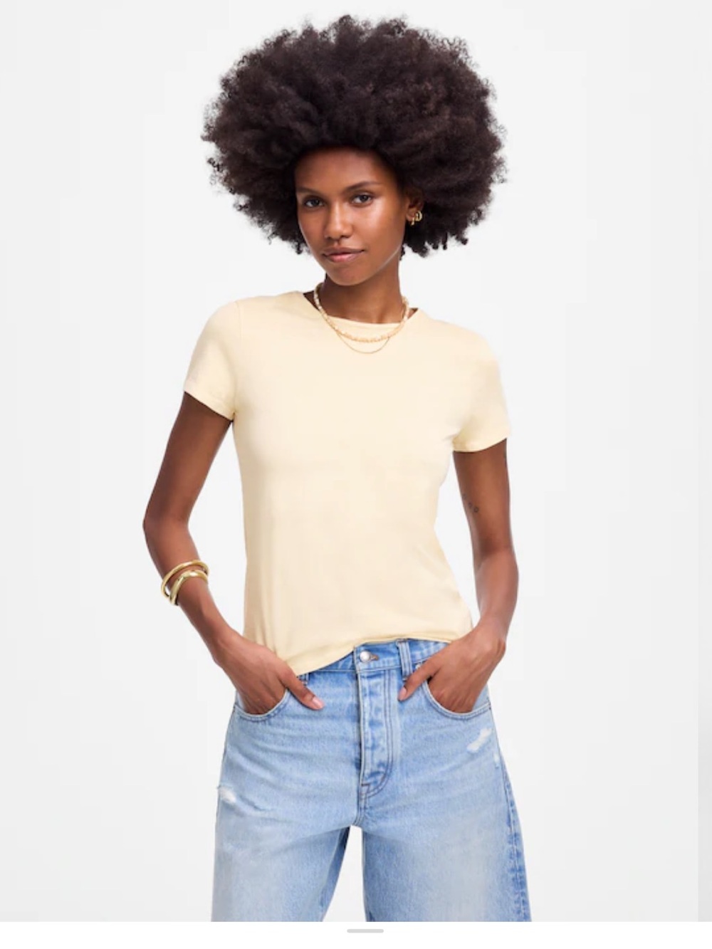 NWT Madewell Yellow Essential Slim Tee in Lightweight Cotton Size L